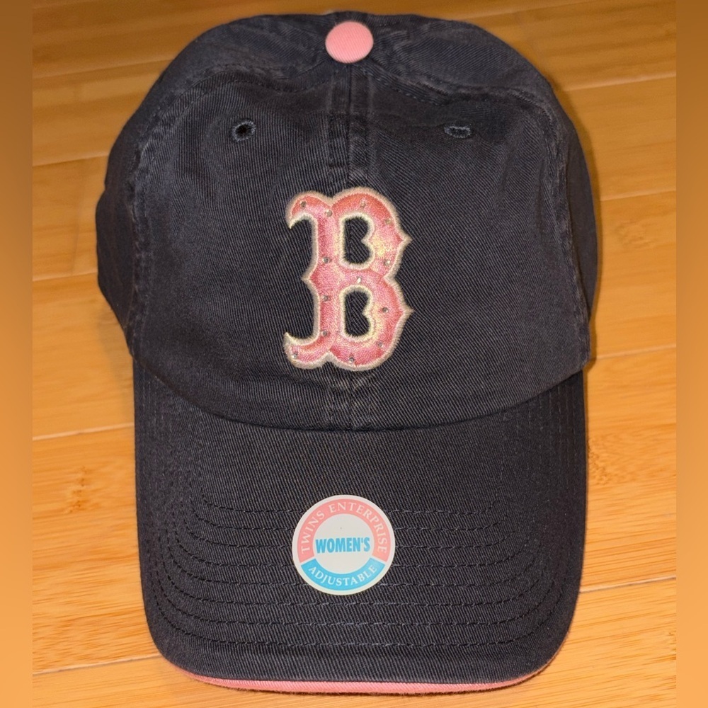 Boston Red Sox Pink Logo Rhinestone Hat Women’s Adjustable Baseball Cap Y2K MLB - Picture 2 of 6